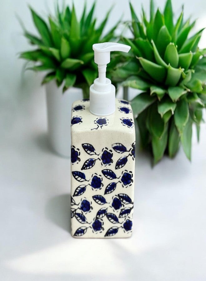 BACKKSPACE RETAIL Ceramic Handmade Liquid Dispenser Bottle for Lotion, Soap, Shampoo, Conditioner, Handwash | 300 ML | Blue | Modern Touch for Bathroom, Spa, Kitchen - Image 3